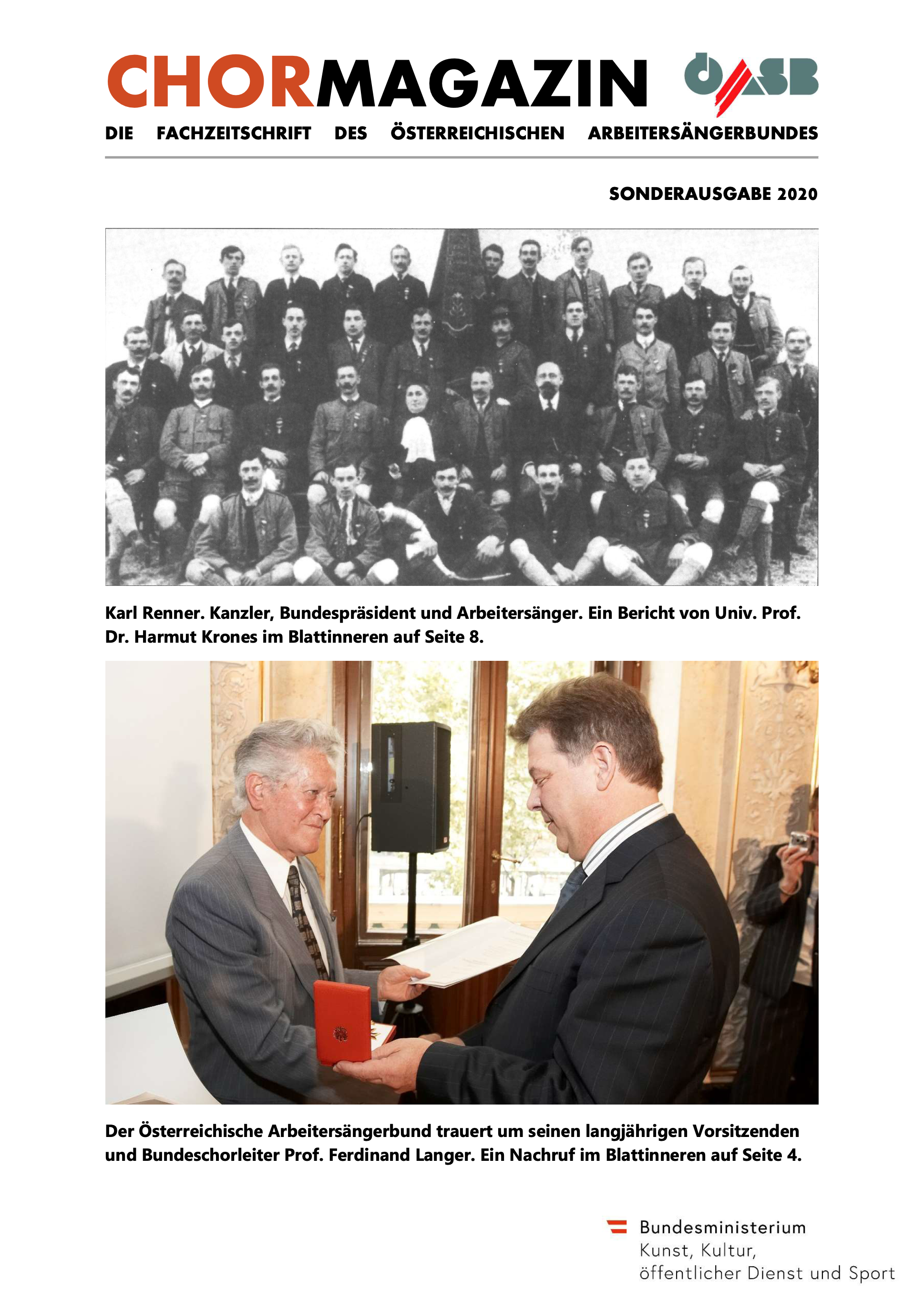 Titelseite Chormagazin 2020